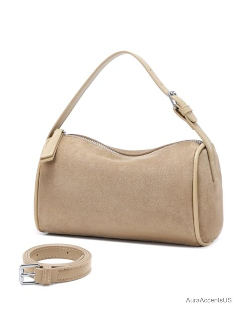 Women's Faux Suede Crossbody Hobo Bag with Adjustable Strap, Lightweight Barrel
